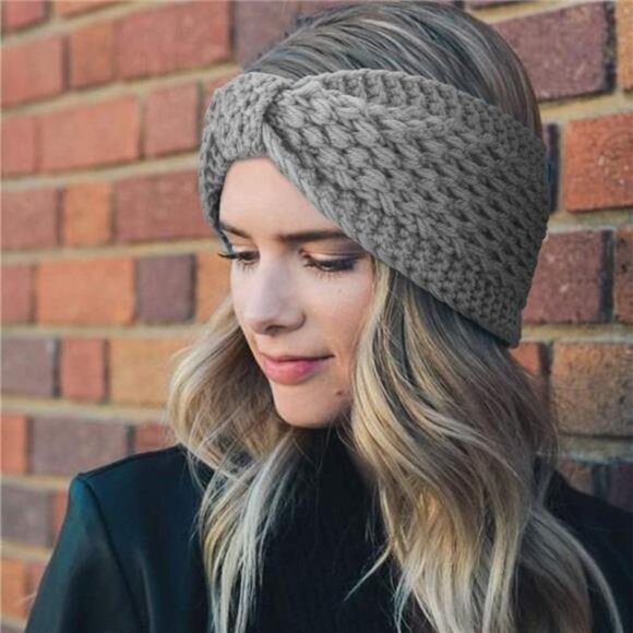 Winter Knit Crochet Turban Headband for Women - Warm Bulky Crocheted - Picture 1 of 8